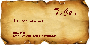 Timko Csaba névjegykártya